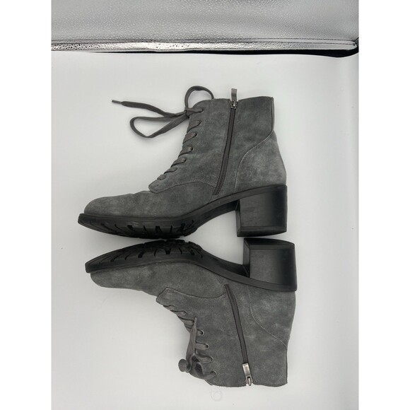 Bjorndal Lace up Suede Boots Gray With Block Heel Size 11 - Picture 3 of 8